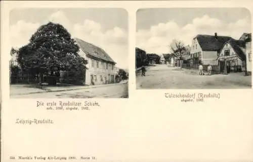 Ak Leipzig Reudnitz Tutzschendorf, Ort und Schule, abgebrannt 1882