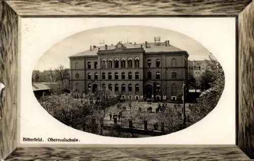 Präge Passepartout Ak Bitterfeld Sachsen Anhalt, Blick auf Oberrealschule