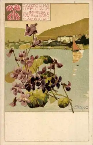 Litho Locarno Kanton Tessin Schweiz, Lago Maggiore, Ortsansicht, Veilchen