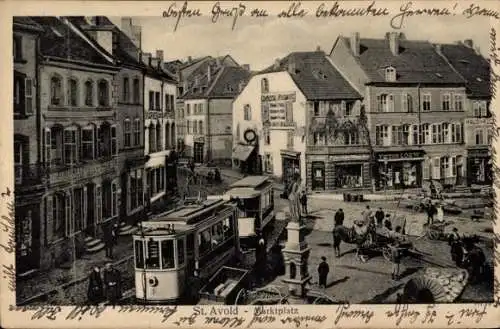 Ak Saint Avold Sankt Avold Lothringen Moselle, Marktplatz, Straßenbahn