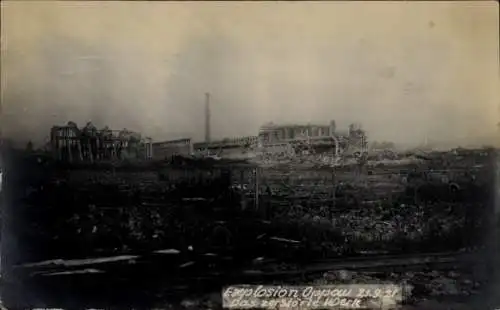 Foto Oppau Ludwigshafen am Rhein, Explosion des Stickstoffwerkes 1921