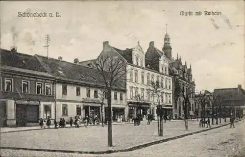 Ak Schönebeck an der Elbe, Markt, Rathaus