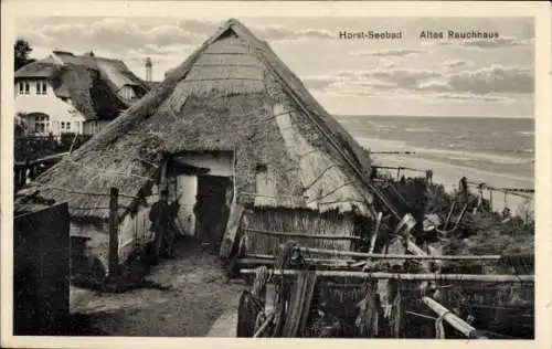 Ak Niechorze Ostseebad Horst Pommern, Altes Rauchhaus