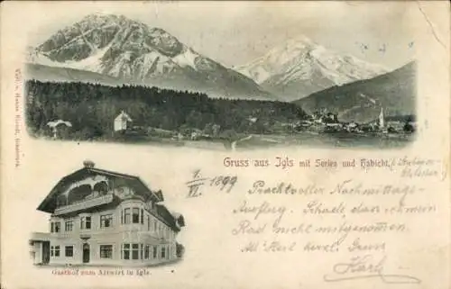 Ak Igls Innsbruck in Tirol, Gasthof zum Altwirt, Serles, Habicht