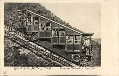 Ak Bad Ems an der Lahn, Malbergbahn, Standseilbahn