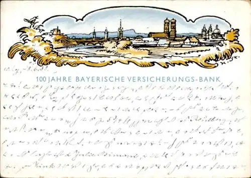 Ak 100 Jahre Bayerische Versicherungsbank, München, Panorama