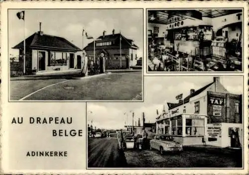 Ak Adinkerke De Panne Westflandern, Cafe Au Drapeau Belge, Caltex Tankstelle