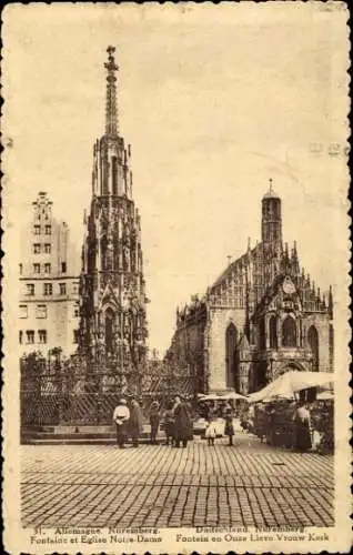 Ak Nürnberg in Mittelfranken, Frauenkirche, Schöner Brunnen