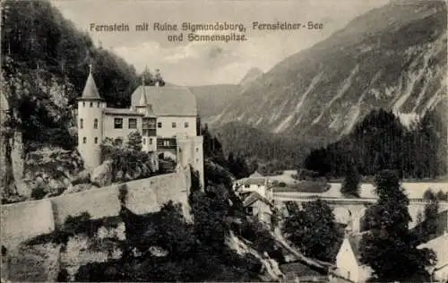 Ak Fernstein Tirol, Ruine Sigmundsburg, Sonnenspitze