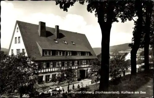 Ak Olsberg im Sauerland, Kurhaus am See, Fachwerkhaus