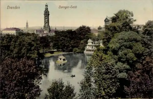 Ak Dresden Altstadt, Königlicher Zwinger, Teich