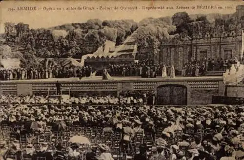 Ak Beziers Hérault, Freilichtbühne, Arena, Armide, 1904