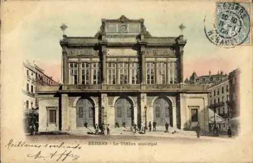 Ak Béziers Hérault, Le Theatre municipal