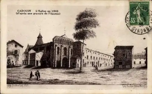 Ak Cadouin Dordogne, Kirche im Jahr 1840, d'apres une gravure de l'epoque