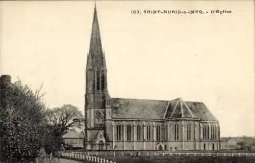 Ak Saint Aubin sur Mer Calvados, Kirche