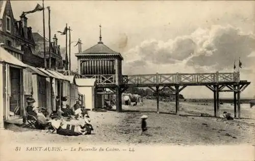 Ak Saint Aubin sur Mer Calvados, La Passerelle du Casino