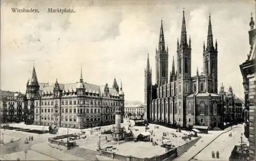 Ak Wiesbaden in Hessen, Marktplatz