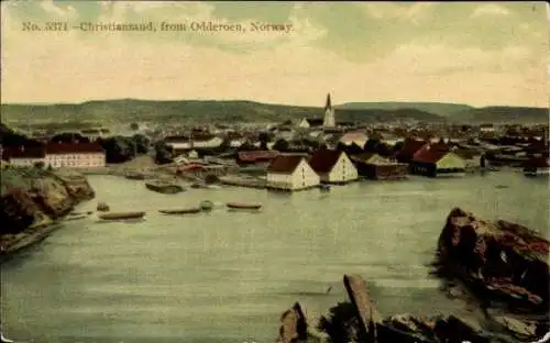 Ak Christianssand Kristiansand Norwegen, Panorama, Odderoen