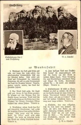 Ak Bad Staffelstein am Main Oberfranken, Staffelberg, Wanderfahrt, Einsiedelmann Ivo, V. v. Scheffel