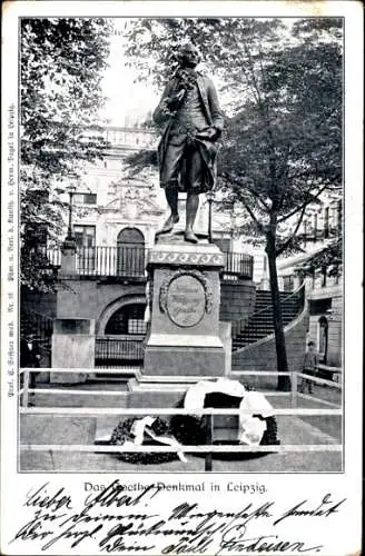 Ak Leipzig in Sachsen, Goethe-Denkmal