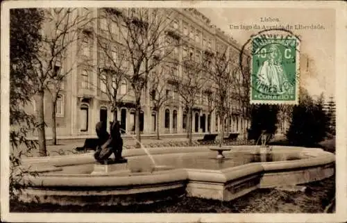 Ak Lisboa Portugal, Um lago da Avenida da Liberdade, Wasserbecken