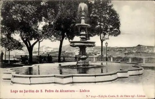 Ak Lisboa Lissabon Portugal, Lago no Jardim de S. Pedro de Alcantara