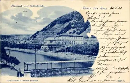 Ak Bad Ems an der Lahn, Kursaal mit Gitterbrücke