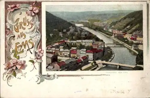 Passepartout Ak Bad Ems an der Lahn, Panorama