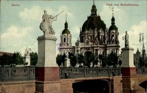 Ak Berlin Mitte, Dom und Schlossbrücke