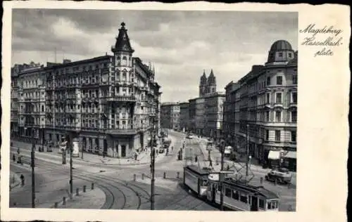 Ak Magdeburg an der Elbe, Hasselbachplatz, Straßenbahn