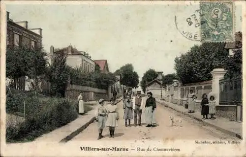 Ak Villiers sur Marne Val de Marne, Rue de Chennevieres