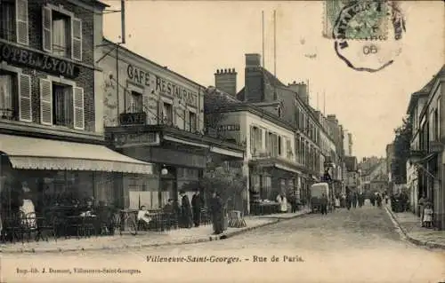 Ak Villeneuve Saint Georges Val de Marne, Rue de Paris, Hotel Lyon