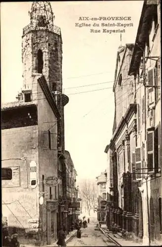 Ak Aix en Provence Bouches du Rhône, Kirche des Heiligen Geistes, Rue Espariat