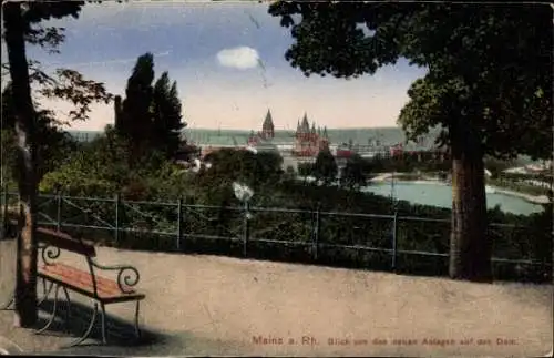 Ak Mainz am Rhein, Blick von neuen Anlagen, Dom