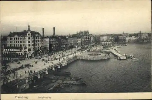 Ak Hamburg Mitte Neustadt, Jungfernstieg, Blick von oben