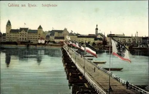 Ak Koblenz am Rhein, Schiffbrücke