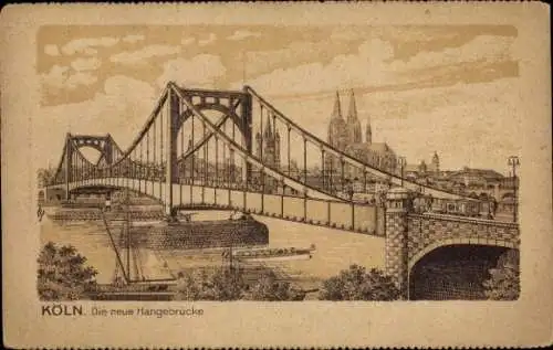 Ak Köln am Rhein, Hängebrücke, Dom