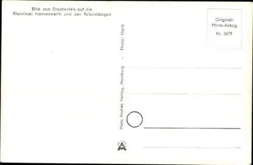 Ak Nonnenwerth Remagen am Rhein, Blick vom Drachenfels, Rolandsbogen