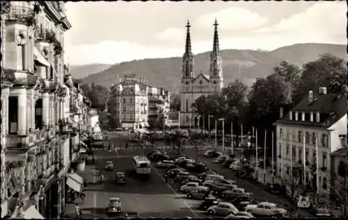 Ak Baden Baden am Schwarzwald, Straße, Kirche