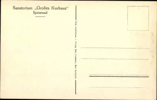 Ak Kreischa im Erzgebirge, Sanatorium Großes Kurhaus, Speisesaal