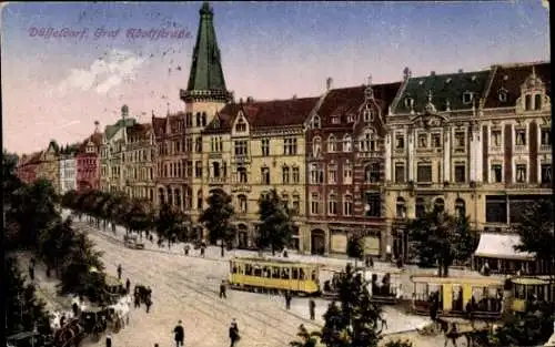 Ak Düsseldorf am Rhein, Graf Adolfstraße, Straßenbahnen