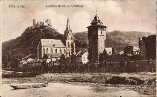 Ak Oberwesel am Rhein, Liebfrauenkirche, Schönburg