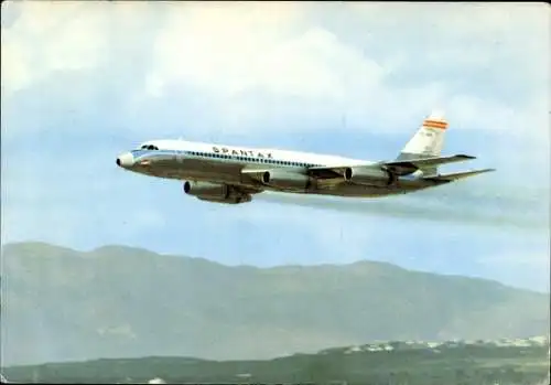 Ak Spanisches Passagierflugzeug der Spantax, Convair CV 990 A Coronado