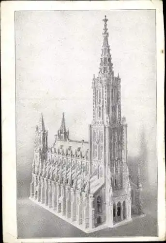 Ak Ulm an der Donau, Münster, Modell, Laubsägearbeit