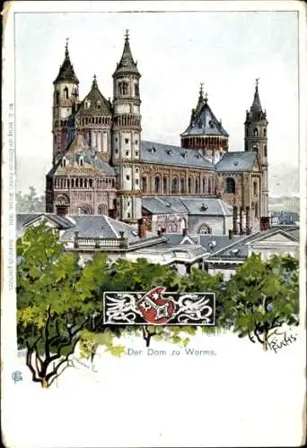 Künstler Litho Fuchs, K., Worms am Rhein, Dom, Wappen