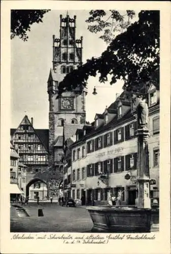 Ak Freiburg im Breisgau, Kirche, Brunnen, Gasthof zum Bären, Fachwerkhaus