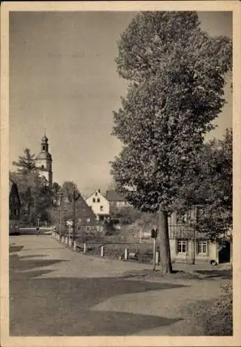 Ak Pretzschendorf Klingenberg im Erzgebirge, Dorflinde, Kirche