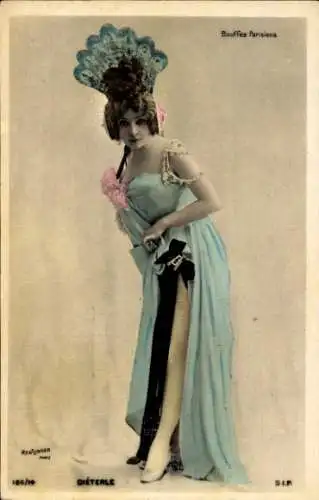 Ak Schauspielerin Amelie Dieterle, Bouffes Parisiens, Portrait