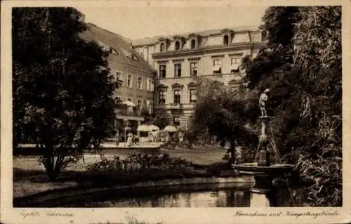 Ak Teplice Šanov Teplitz Schönau Region Aussig, Herrenhaus, Kurgartengebäude