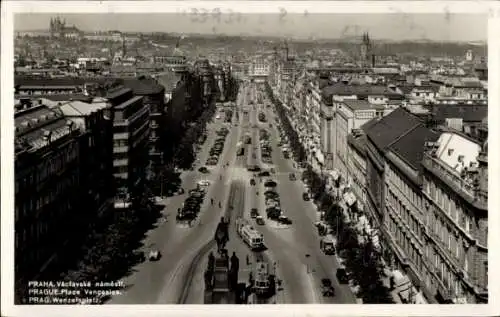 Ak Praha Prag Tschechien, Václavské náměstí, Wenzelsplatz, Luftbild